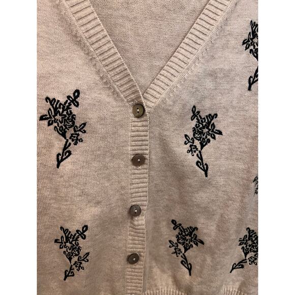 Sundance Meadow Dreams Beige Black Floral Cardigan Sweater Academia Preppy Chic - Picture 6 of 6